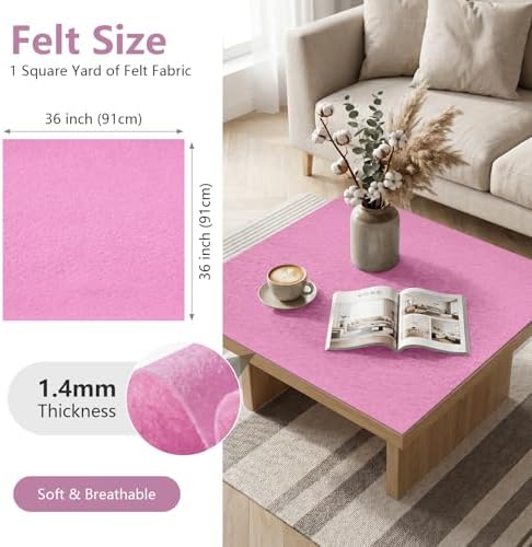 Lilac Felt Fabric 36'' X 36'', 1.4mm Large Felt Sheets Soft Durable Crafts Felt - Image 2