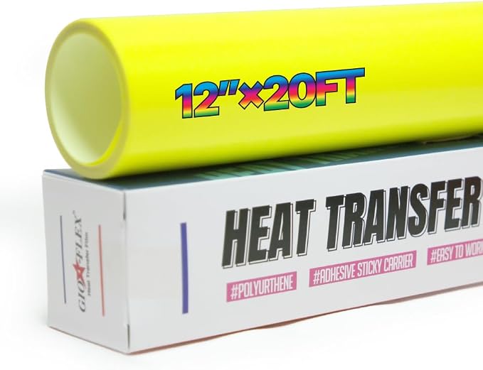PU Heat Transfer Vinyl 12"×20ft Roll Neon Yellow– HTV by GIO-FLEXHTVFashionMask