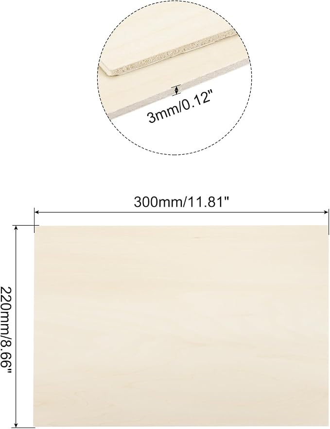 MECCANIXITY Basswood Sheet 11.8 x 8.7 x 0.12 Inch Unfinished Wood Boards Plywood - Image 2