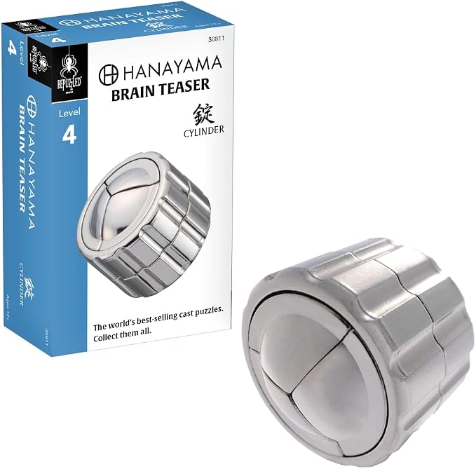 BePuzzled |Cylinder Hanayama Metal Brainteaser Puzzle Mensa Rated Level 4 by BePuzzled