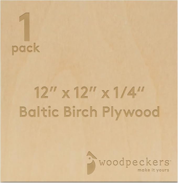 6 mm Baltic Birch Plywood 1/4 x 12 x 12 Inch, Box of 1 B/BB Grade Craft Wood by Woodpeckers