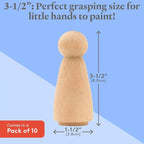 Wood Peg Dolls, 3.5 Inch Large Mom/Angel Shape Wooden Peg People, Strong Birch - Image 4