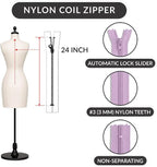 24 inch Nylon Coil Zipper #3 Non-Separating, Closed-End Replacement Zipper - Image 2