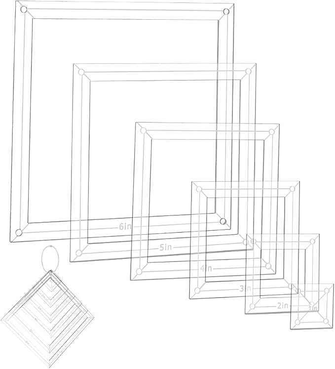 NBEADS 6Pcs Acrylic Quilting Templates Set, Square Cutting Ruler Template by NBEADS