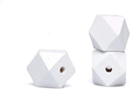 20mm White Wooden Geometric Beads by woodeni