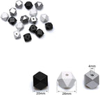 20mm Geometric Wood Beads Mixed in White, Polygon Wooden Loose Beads - Image 4