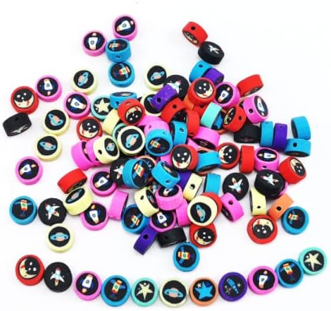 100pcs Outer Space Polymer Clay 10mm Spacer Beads - Image 5