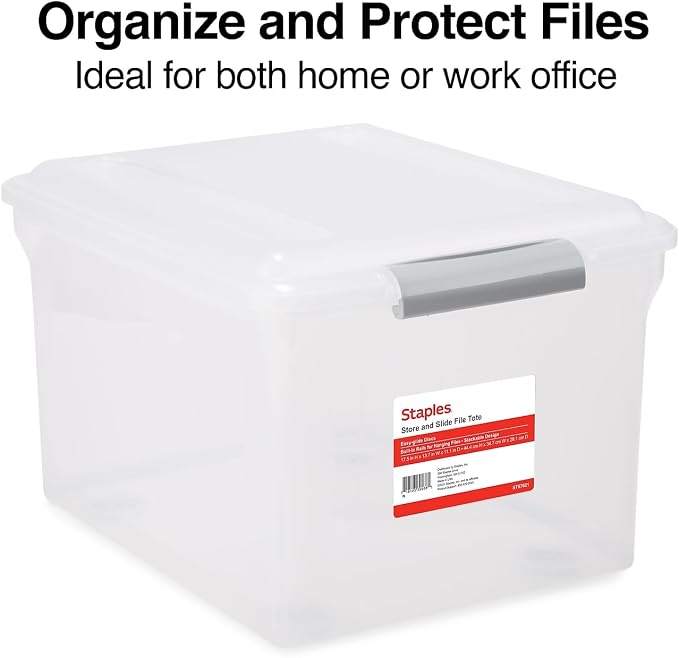 Staples Store & Slide Hanging File Box, Latch Lid, Letter/Legal Size - Image 2