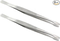 2PCS Stainless Steel Stamp Tweezers Tongs Flat Wide Tip Precision Philately by SQXBK