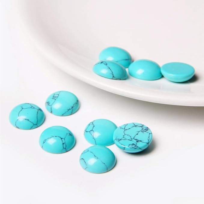 20pcs 10mm Natural Stone No Hole Turquoise Semicircle Smooth Cabochons Beads - Image 3