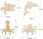 48 Pack Unfinished Wooden Ocean Sea Animal Life Cutouts, Seahorse Shapes Model - Image 3