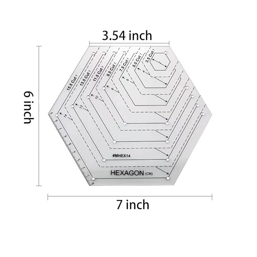 1 Pcs Transparent Quilting Templates Ruler Hexagon Shape Templates Craft Ruler - Image 2