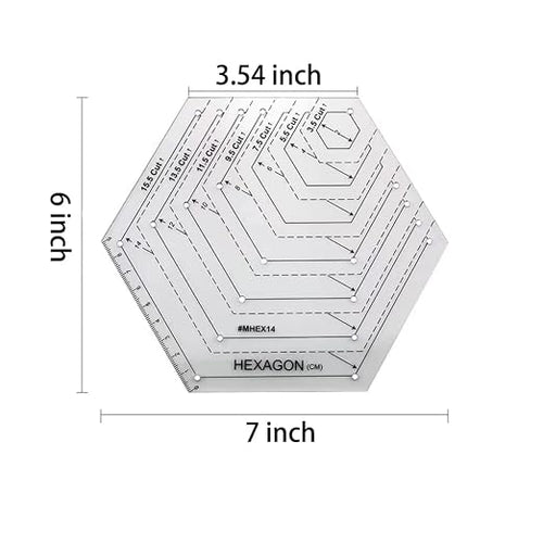 1 Pcs Transparent Quilting Templates Ruler Hexagon Shape Templates Craft Ruler - Image 2