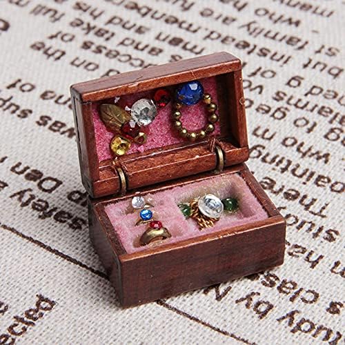 Acxico 1Pcs 1:12 Mini Miniature Wooden Jewelry Box Bedroom Accessories Mini - Image 3