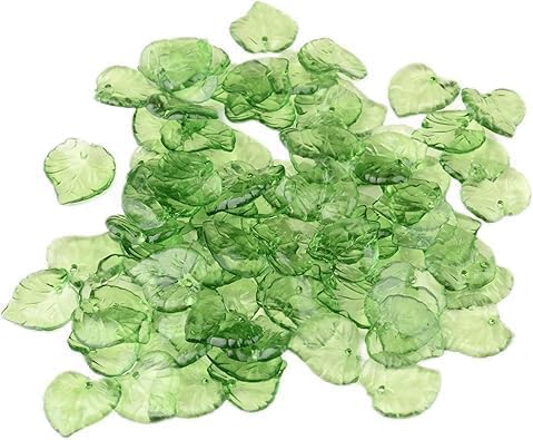 200Pcs Green Transparent Acrylic Leaf Pendants Leaf Bead Charms - Image 5