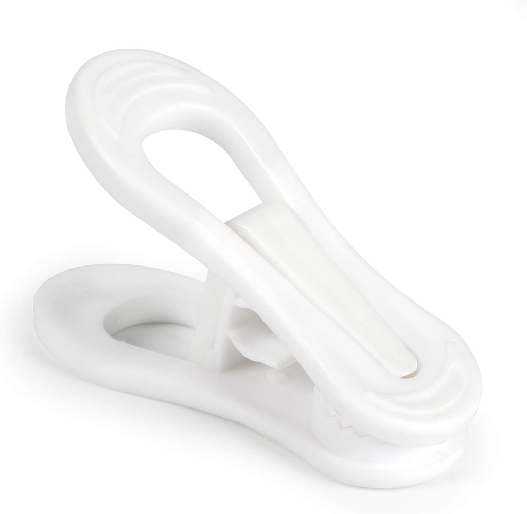Tinfol White Plastic Hanger Clips, 24 Pack Hanger Clips- Strong Pinch Grip Finger Clips for Plastic Clothes Hangers, Multi-Purpose Hangers Clips
