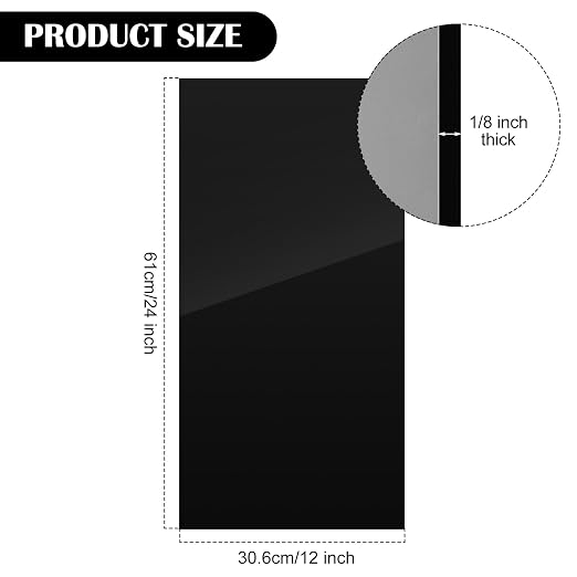 Juexica 2 Pcs 12'' x 24'' Black Acrylic Sheet 1/8'' Thick Cast Acrylic Sheet - Image 2