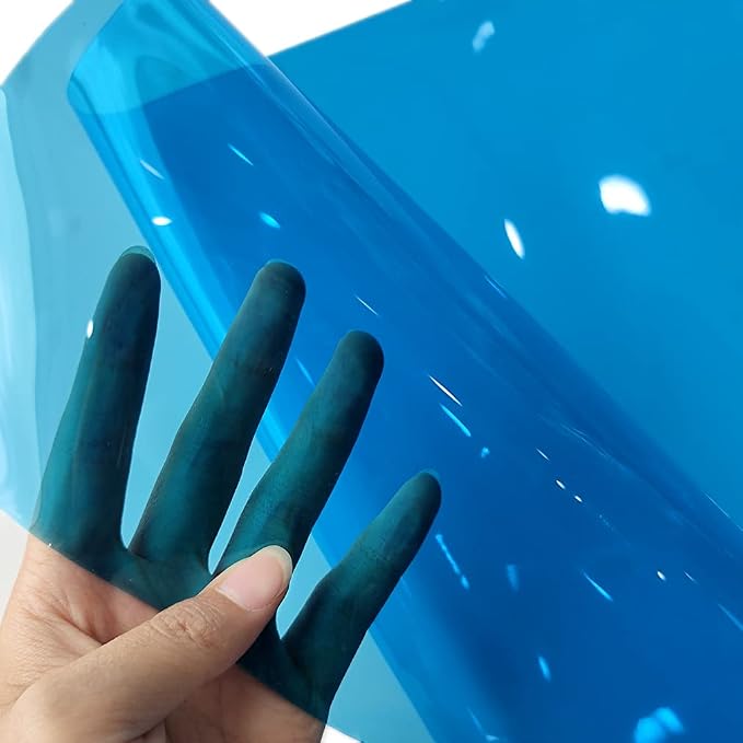 HYANG SkyBlue Transparent PVC Super Clear Holographic Vinyl Faux Leather Sheets - Image 2