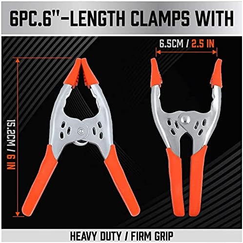 HORUSDY 12-Pack 6 Inch Spring Clamps, Heavy Duty Metal Clamp Set - Image 3