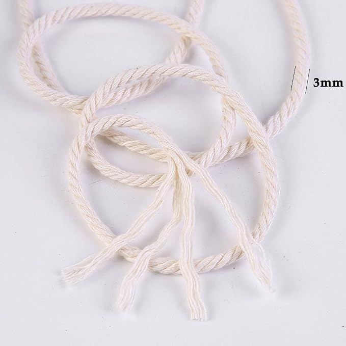 Macrame Cord 3mm x 220Yards 100% Natural Cotton Macrame Rope Cotton Cord - Image 3