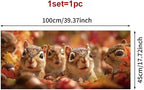 Autumn Squirrel Window Film 17.7 x 39.3 Inch Static Cling Fall Leaves Acorns - Image 3