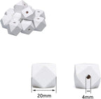 20mm White Wooden Geometric Beads - Image 5
