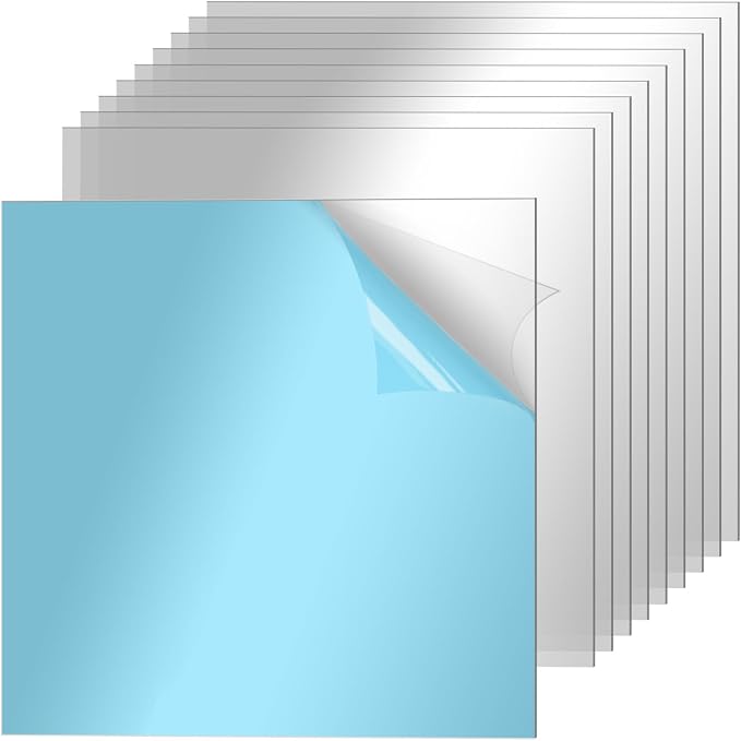 10 Pcs 12 x 12 x 0.04 Inch Acrylic Two Way Mirror Sheets | Through Mirror Glass by Unknown