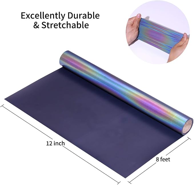 HTV Rainbow Reflective Rainbow Iron on Vinyl Heat Transfer Vinyl 12 inch x 8 - Image 3