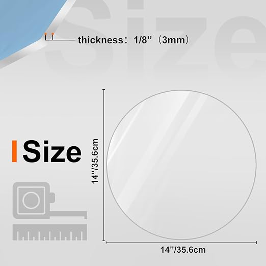 KINLINK 14in Plexiglass Sheets 1/8 inch Thick, 3mm Clear Circle PET Plastic - Image 2