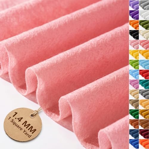 Pink Felt Fabric 36'' X 36'', 1.4mm Large Felt Sheets Soft Durable Crafts Felt by FEIYAUMI