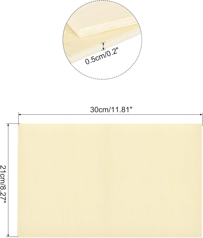 MECCANIXITY 3pcs Basswood Sheets 12 x 8 x 3/16 Inch Unfinished Wood Boards - Image 2