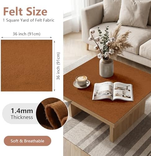 1.4mm Felt Fabric 36'' X 36'' Large Felt Sheets Soft Craft Felt by The Yard - Image 2