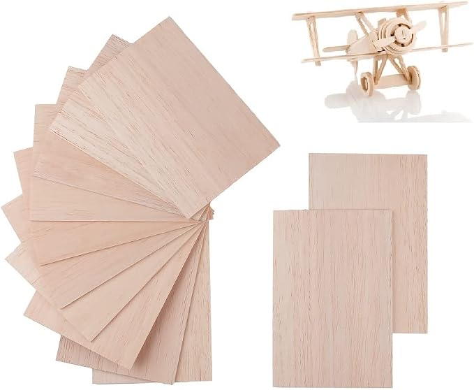 12 Pack Balsa Wood Sheets 1/16x4x6 Inch Natural Wood Color Unfinished Wood by iUoczi