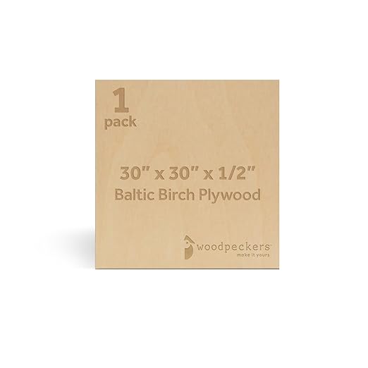 Baltic Birch Plywood 12 mm, 1/2 Inch Craft Wood, B/BB Grade, Stronger Than by Woodpeckers