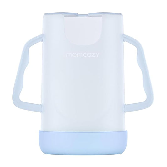 Momcozy Baby Pouch Holder No Squeeze, Baby Food & Juice Box Holder, Mess-Free, Easy Grip for Self-Feeding, BPA-Free & DEHP-Free, Must-Have for Babies, Blue