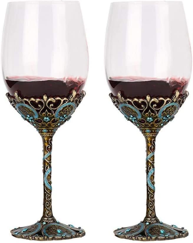 Simcat Handmade Painted Enamel Flower Glass Wine Glasses Transparent Refined by Simcat