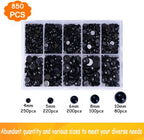 Zhbrchz 850pcs Round Black Plastic Doll Eyes 4mm 5mm 6mm 8mm 10mm Flatback - Image 4