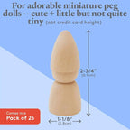 Wood Peg Dolls, 2-3/4 Inch Gnome Shape Wooden Peg People, Strong Birch Wooden - Image 4
