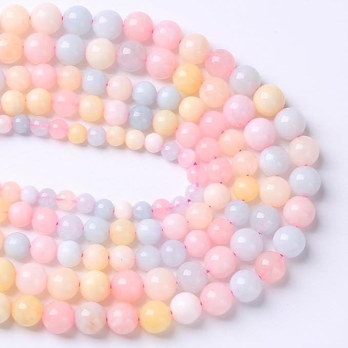 36pcs 10mm Natural Stone Morganite Beads Round Loose Beads - Image 3