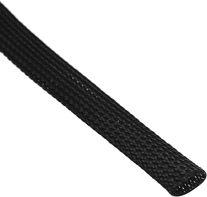 uxcell PET Expandable Sleeving 25ft 1/2" Black Cable Management Sleeve Cord - Image 2