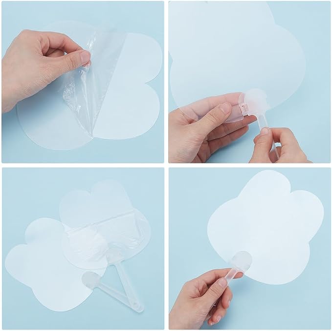 10Pcs Blank Plastic Hand Fans PVC Transparent Hand Fan Cute Handheld - Image 5