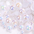 1000PCS Mixed Sizes 3/4/5/6/8/10mm Flatback Half Round Pearls Gems by Unknown