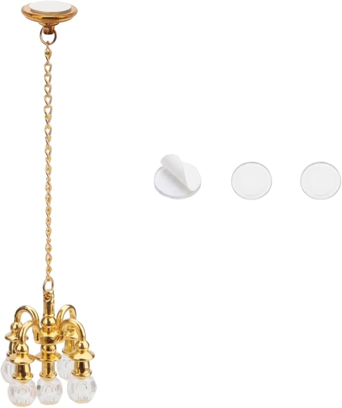 Dollhouse Miniature Chandelier 1:12 Scale Chrystaline Chandelier Pendant 5 Head by Cuteminifulfillsallyourfantasiesabouttheminihomeinyourdreams