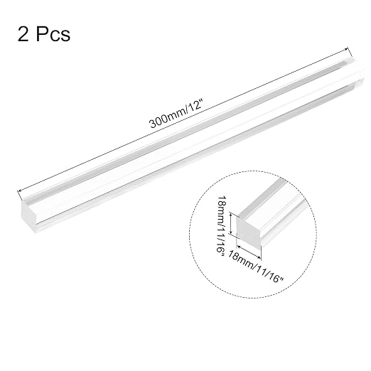 MECCANIXITY 2pcs Acrylic Square Rods 11/16" x 12" Clear Acrylic Dowel Rods - Image 2