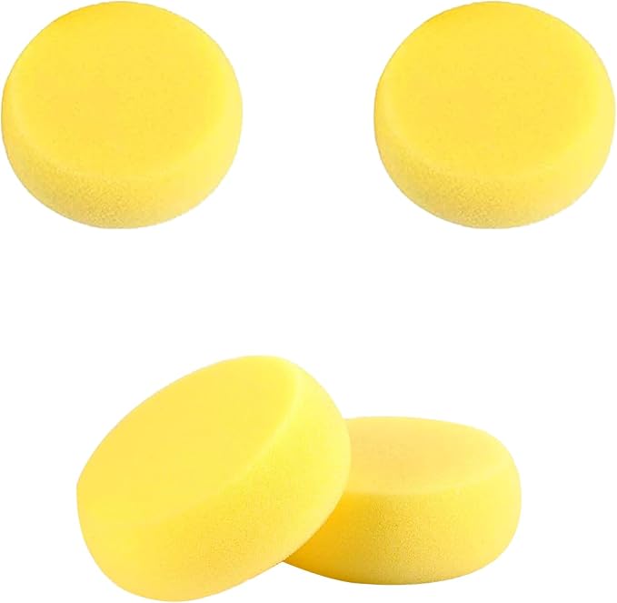 WAFJAMF 4 Pcs Round Painting Sponge 2.96 Inch Craft Clay Yellow | Pottery by WAFJAMF