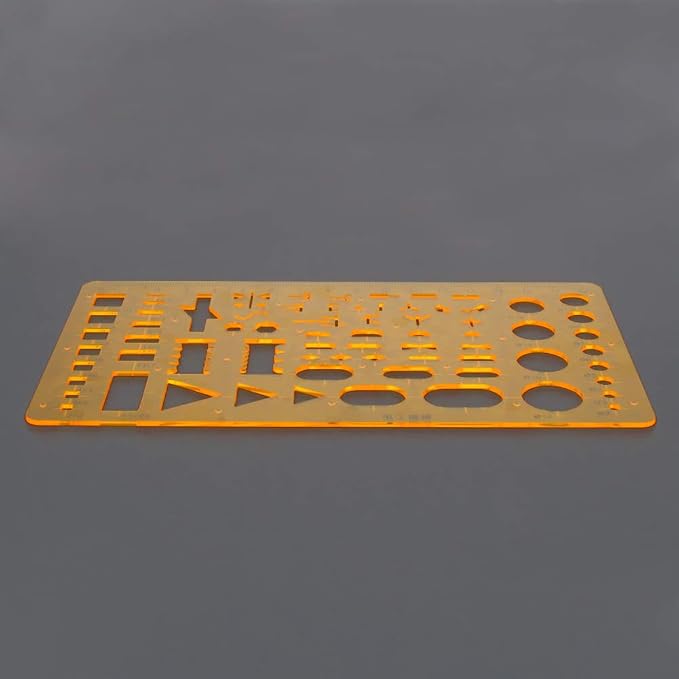 Utoolmart Drafting Templates Geometric Drawing Template Measuring Ruler Yellow - Image 4