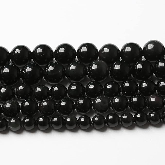 90PCS 4mm AAA Natural Black Obsidian Stone Beads Gemstone Round Loose Beads by NaturalStoneBeads