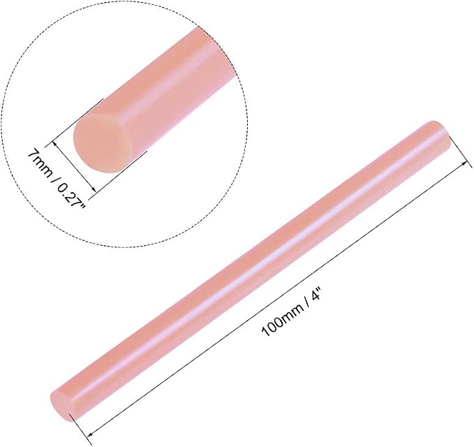 uxcell Mini Hot Glue Sticks for Glue Gun 7mm x 100mm Light Red 12pcs - Image 2