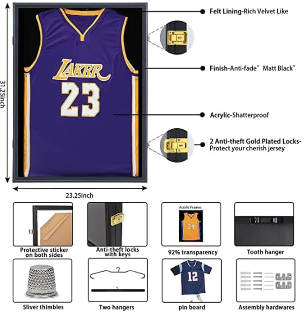 Jersey Frame Display Case 4 Pack, Large Lockable Shadow Box Sports Jersey Frame - Image 2