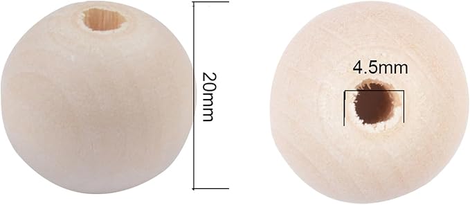 20mm Wooden Beads for Craft, Bead Garland, Farmhouse Decor - Image 2